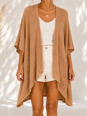 Aerie offline medium super soft oversized lightweight knit tan cardigan